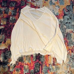 FREE PEOPLE cream waffle knit shirt